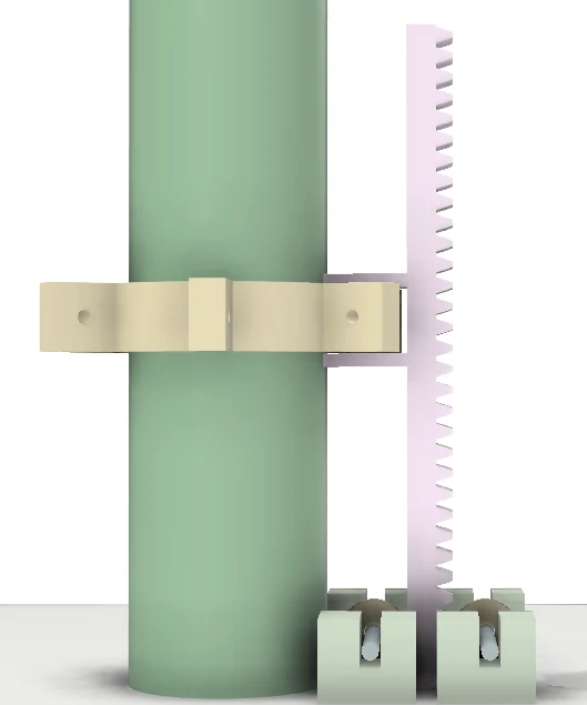 CAD of the vertical rack connected to the lower sliding ring