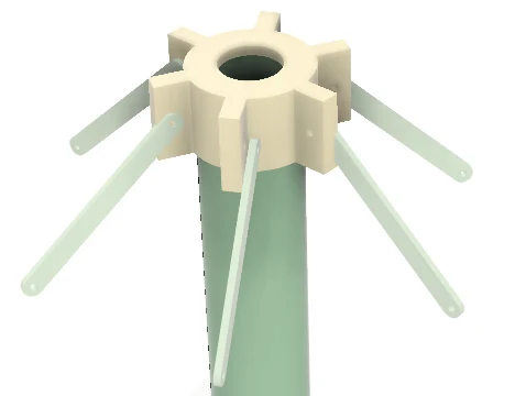 CAD of the upper ring and attached radial petal arms