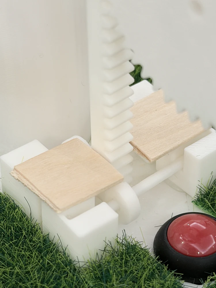Physical rack and pinion with added wooden side guides