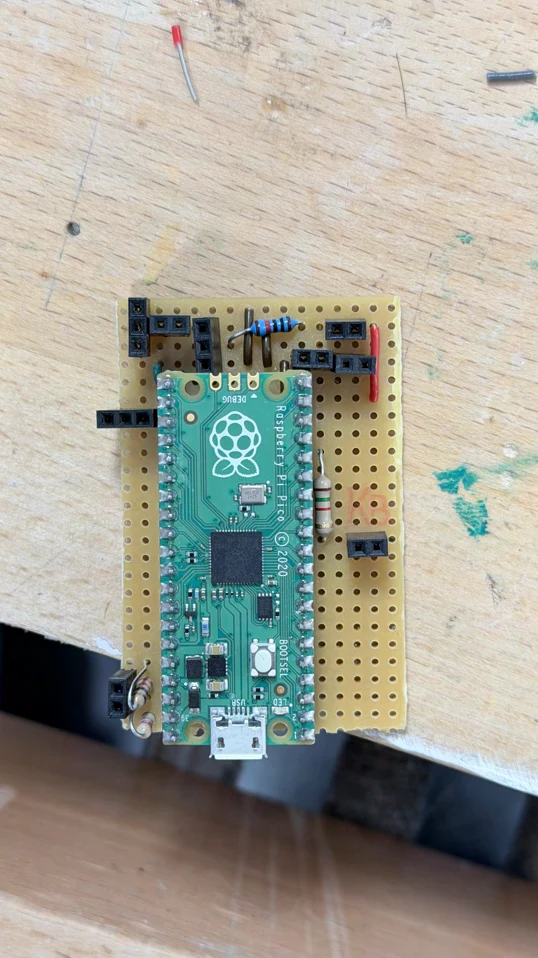 Dooti compact stripboard prototype with Raspberry Pi Pico