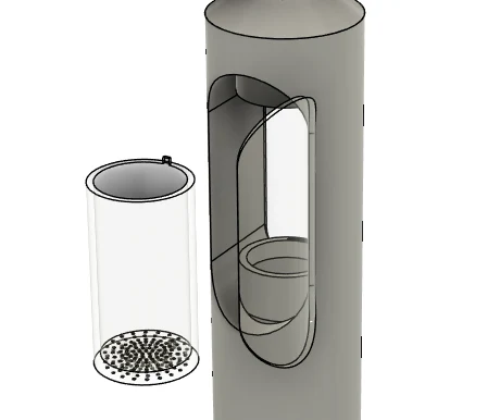 PetEase CAD with removable cylindrical fur cartridge beside the handle opening