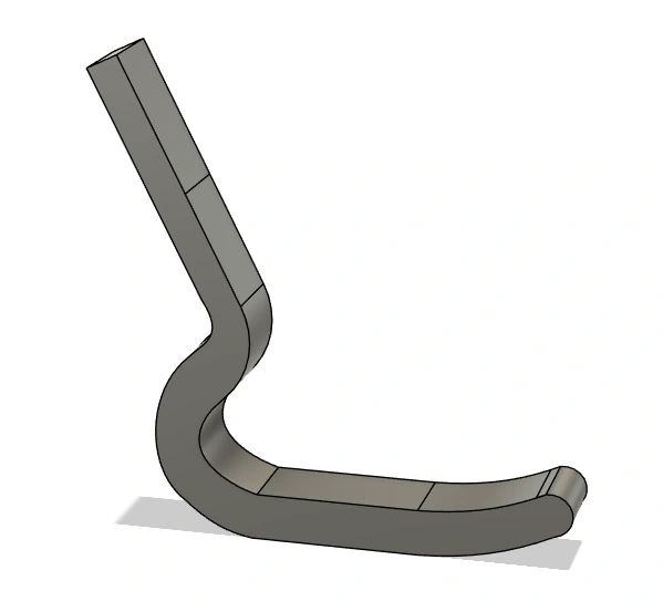 Iterated CAD running blade with a smoother lower curve and raised front section