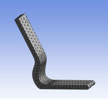 Quadratic finite element mesh around the baseline blade curve and foot