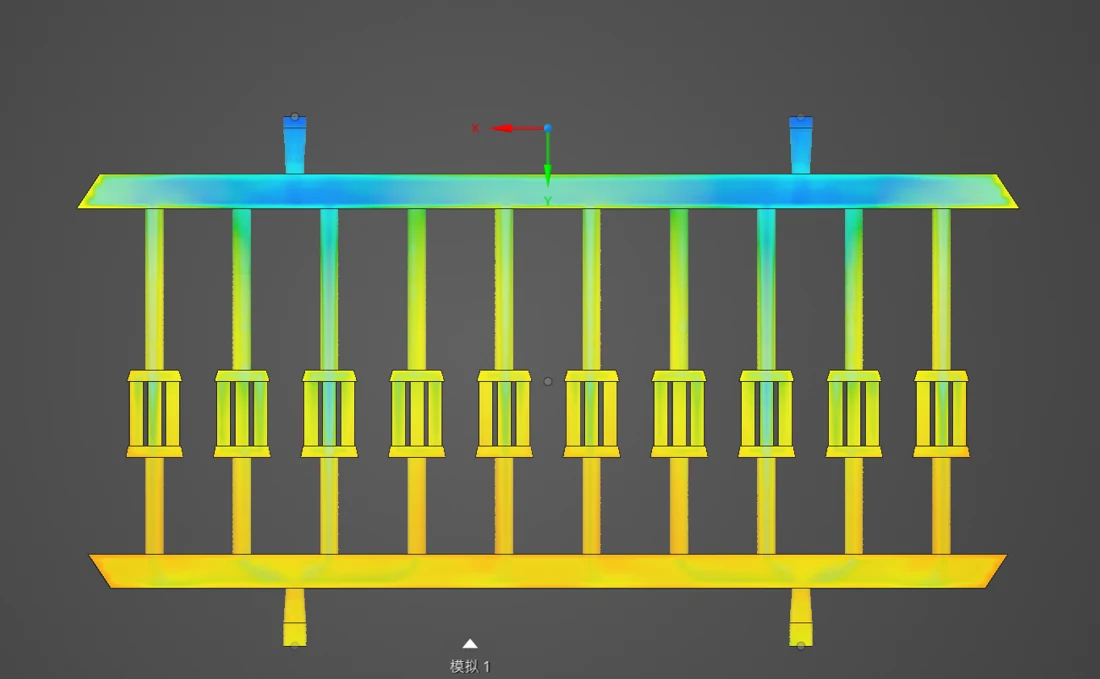 Original CFD temperature distribution in the manifold and parallel coolant branches